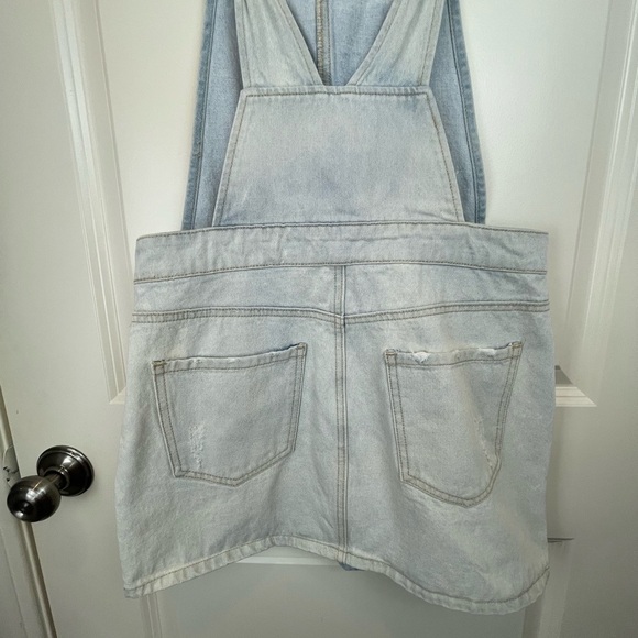 Forever 21 Denim Overall Mini Skirt Bleached M - Picture 10 of 17